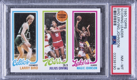 1980/81 Topps Larry Bird/Magic Johnson Rookie Card – PSA NM-MT 8